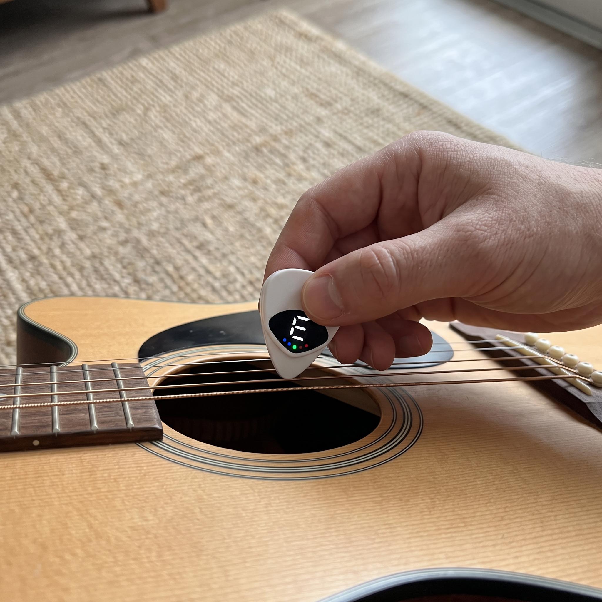Player’s view of Chordwell above acoustic guitar strings